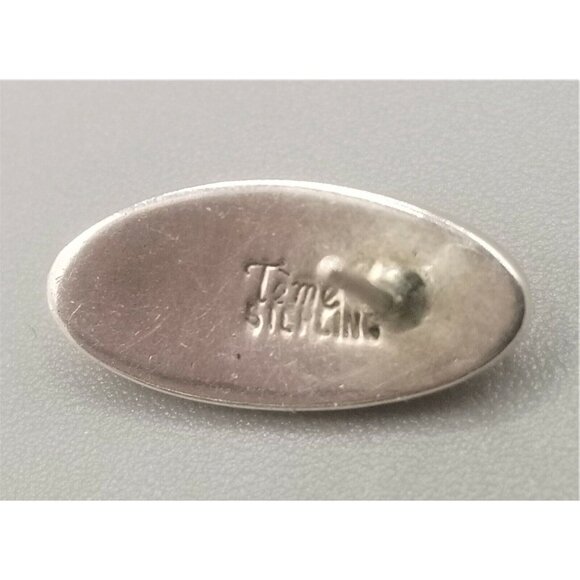 Teme Sterling 925 Inlayed Stones Ethnic Native American Acoma Earrings Signed - Picture 6 of 6